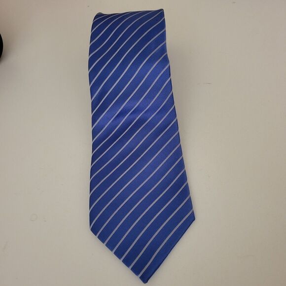 Donald Trump Stripe Tie Silk Blue & White - Picture 2 of 9
